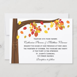 Herbstfallende Blätter Hochzeit Einladung