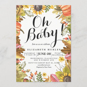 Herbstfallkarte Blätter Pumpkin Baby Duschkarten Einladung