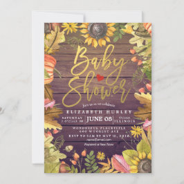 Herbstfallkarte Blätter Pumpkin Baby Duschkarten Einladung