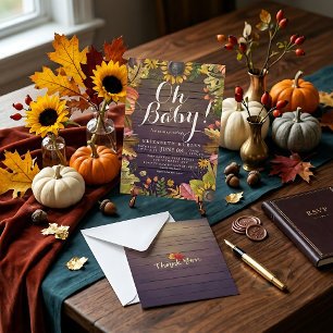 Herbstfallkarte Blätter Pumpkin Baby Duschkarten Einladung