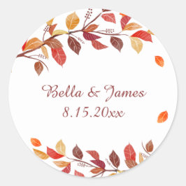 Herbstfallleaf-Hochzeitsticker Runder Aufkleber