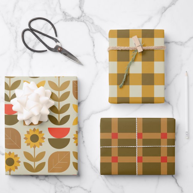 Herbstfallmuster Geschenkpapier Set (Vorderseite)