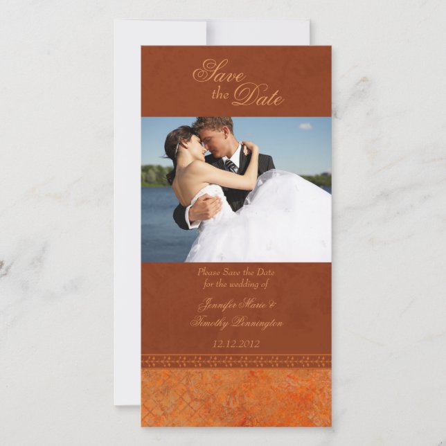 Herbstfallorange Vintag elegant Save the Date (Vorderseite)
