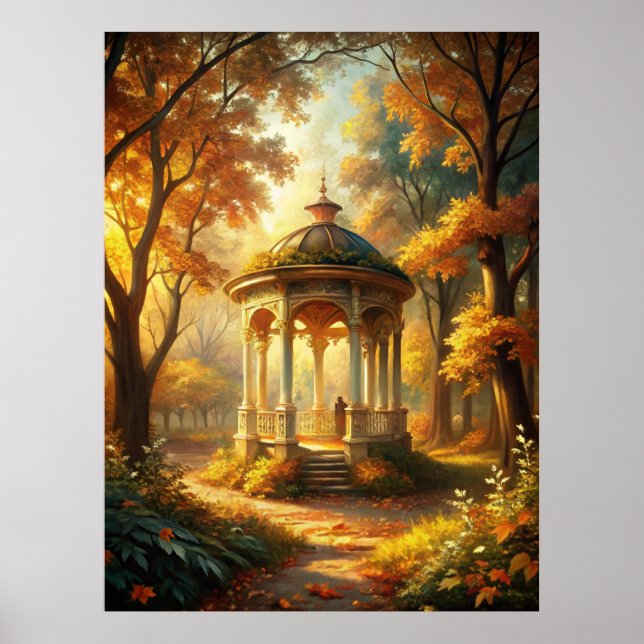 Herbstfallszene mit Gazebo Poster (Vorne)