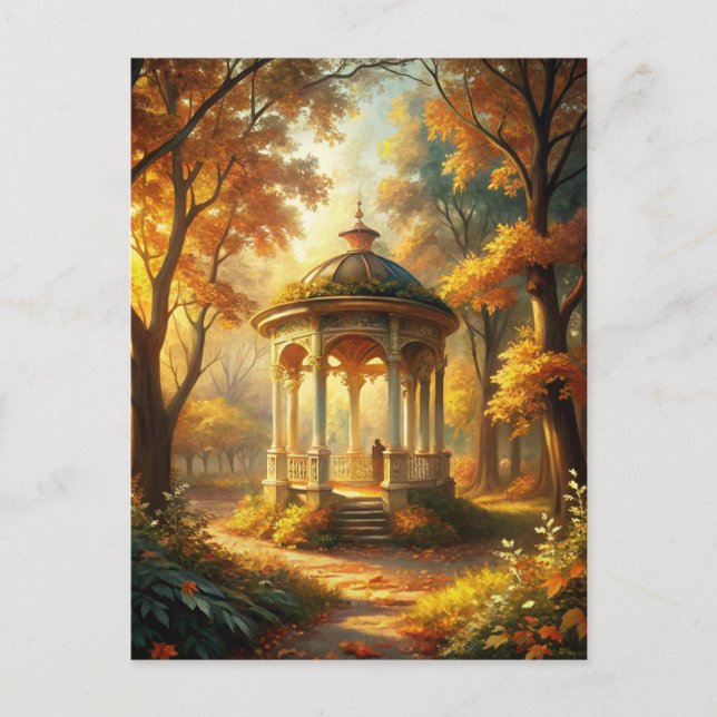 Herbstfallszene mit Gazebo Postkarte (Vorderseite)