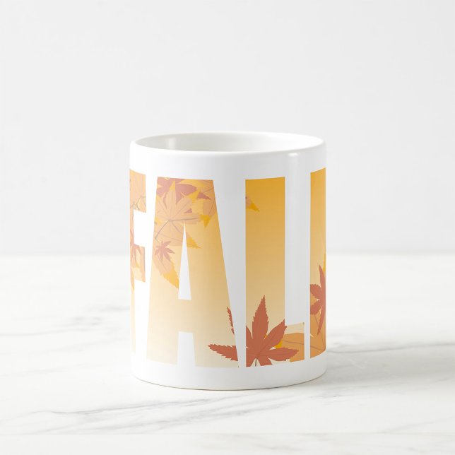 Herbstfalltypografie-Design mit Blätter Kaffeetasse (Von Creator hochgeladen)