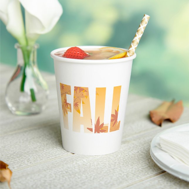 Herbstfalltypografie-Design mit Blätter Pappbecher (Von Creator hochgeladen)