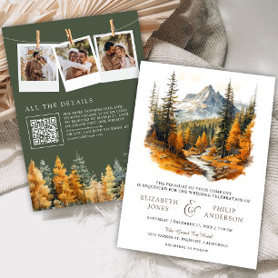 Herbstfallwald QR-Foto Hochzeit Einladung