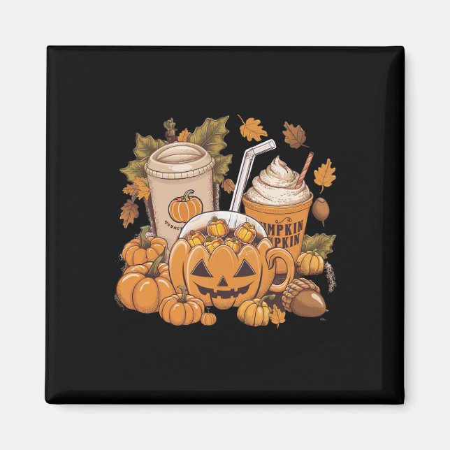 Herbstfamilie Halloween Erntedank Niedlich Herbst Magnet (Vorne)