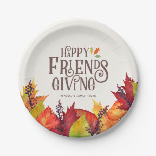 Herbstfarbe Friendsgiving Paper Plate Pappteller