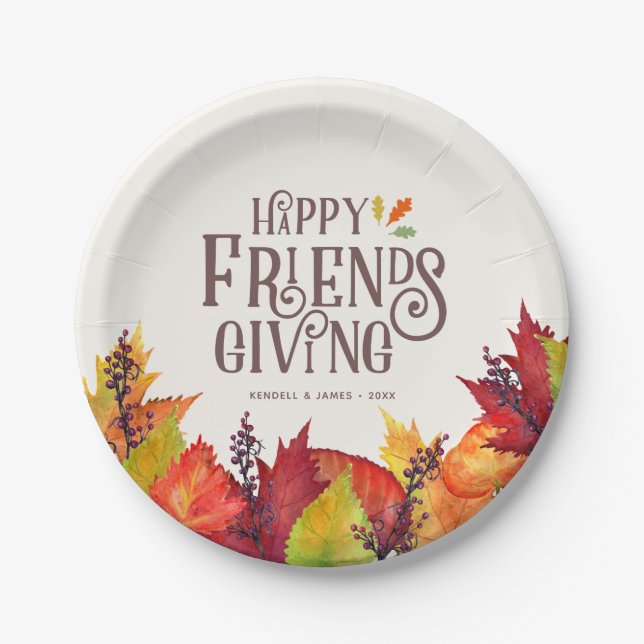 Herbstfarbe | Friendsgiving Paper Plate Pappteller (Vorderseite)