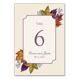 Herbstfarbe Herbstleaf Wedidnn Tischnummer