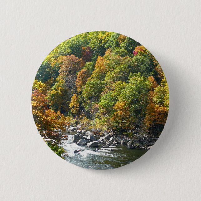 Herbstfarbe im Ohiopyle Staat Park Button (Vorderseite)