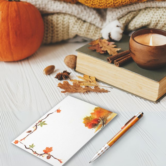 Herbstfarbe Notizblock (Watercolor Orange Funtional Autumn Notepad)