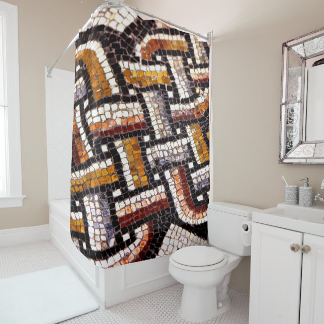 Herbstfarbe römisches Mosaik Duschvorhang (Beispiel)