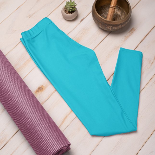 Herbstfarbe Trend Vivid Cyan Solid Leggings (Von Creator hochgeladen)