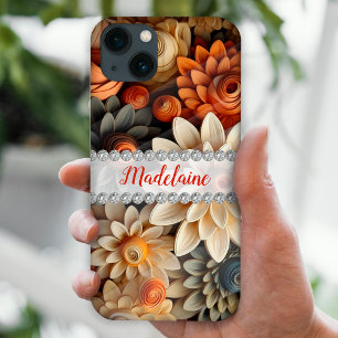 Herbstfarben 3D-Blume, Diamantrahmen Case-Mate iPhone Hülle