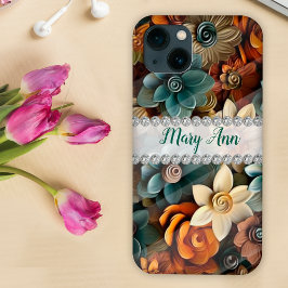Herbstfarben 3D-Blume, Diamantrahmen Case-Mate iPhone Hülle