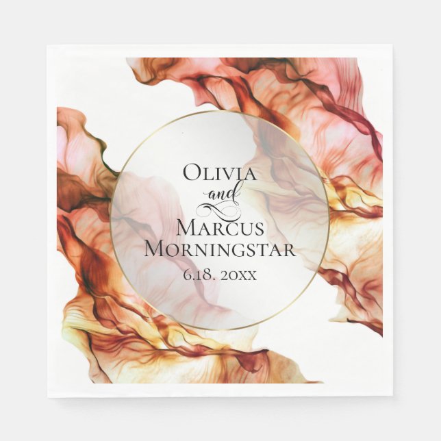 Herbstfarben Abstrakte Aquarellfarben Serviette (Vorderseite)