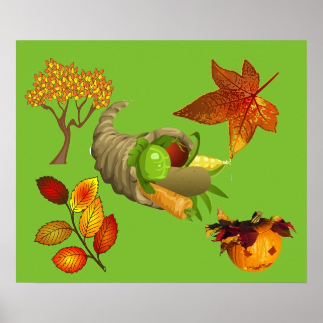 Herbstfarben Ahorn Erntedank Cornucopia Poster (Vorne)