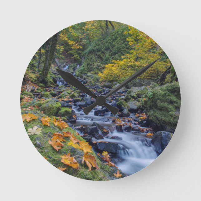 Herbstfarben am Rande der Crewfälle Runde Wanduhr (Vorderseite)