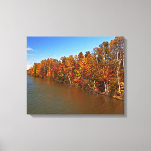 HERBSTFARBEN AM WASSERGEBIET UNTER BLAUEM HAUT/MIC LEINWANDDRUCK