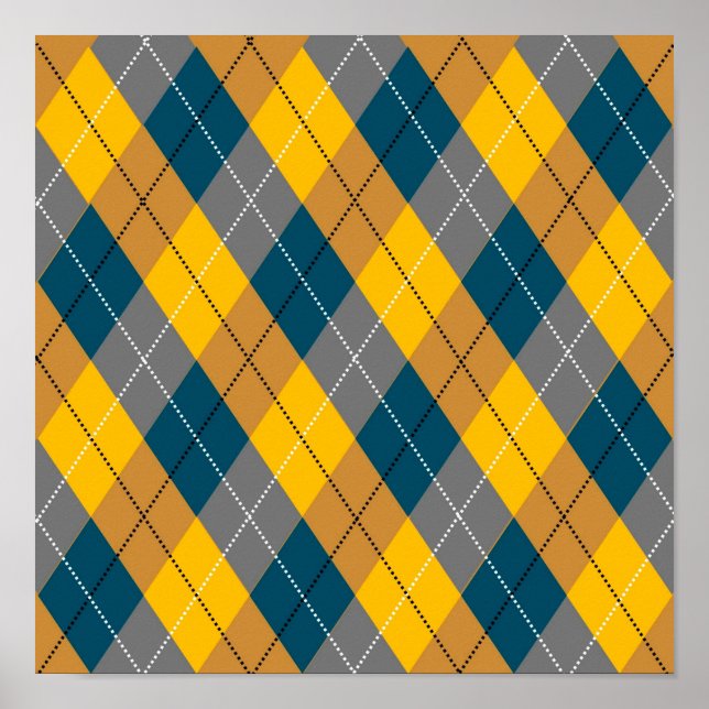 Herbstfarben-Argyle-Geometrisches-Karomuster Poster (Vorne)