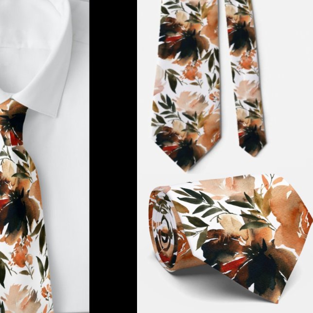 Herbstfarben Blume Rose Floral Neck Tie Krawatte (Von Creator hochgeladen)