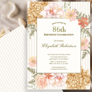 Herbstfarben Blumen 86. Geburtstagseinladung Einladung