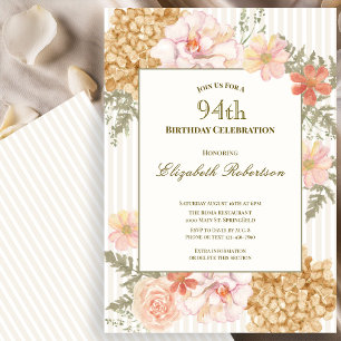 Herbstfarben Blumen 94. Geburtstagseinladung Einladung