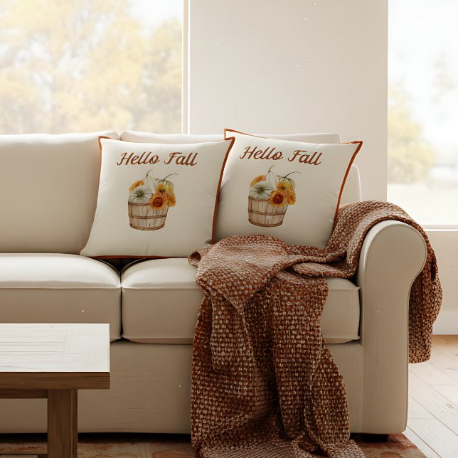 Herbstfarben Boho Bauernhof Kissen (Cute farmhouse pumpkin print throw pillow. )