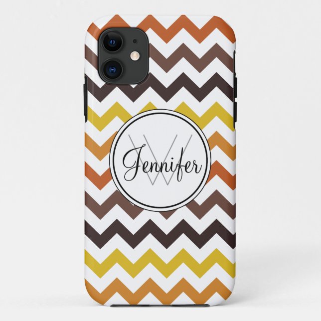 Herbstfarben, Braun-Zickzack Monogramm iPhone 5 Case-Mate iPhone Hülle (Rückseite)