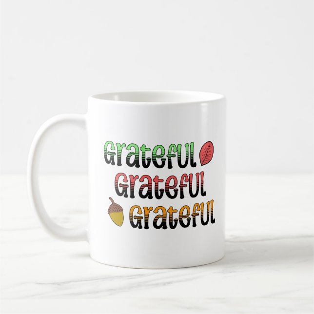 Herbstfarben | Dankbare Typografie Kaffeetasse (Links)