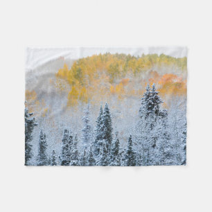 Herbstfarben der Espen und frischer Schnee Keebler Fleecedecke