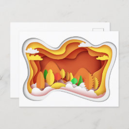 Herbstfarben des Papierfahrzeugs Herbst Postkarte