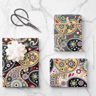 Herbstfarben Elegantes Bohemisches Barock Geschenkpapier Set