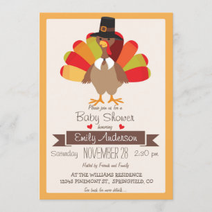 Herbstfarben Erntedank Türkei Babydusche einladen Einladung