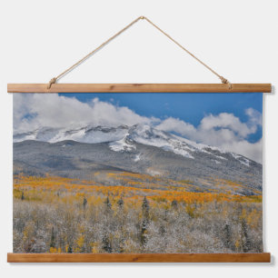 Herbstfarben Espen &    Rocky Mountains, Colorado Wandteppich Mit Holzrahmen
