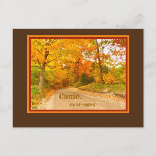 HERBSTFARBEN FAHREN WENIGER. KOMMEN NACH MICHIGAN POSTKARTE