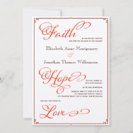Herbstfarben Faith Hope Liebe Hochzeit Einladung