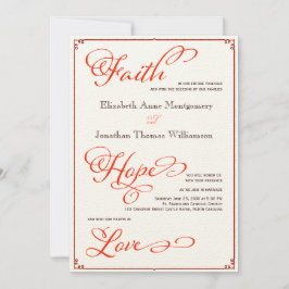 Herbstfarben Faith Hope Liebe Hochzeit Einladung