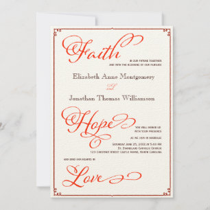 Herbstfarben Faith Hope Liebe Hochzeit Einladung