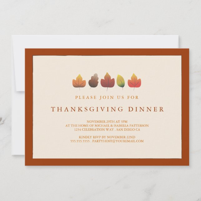 Herbstfarben Fallende Blätter Erntedank Einladung (Vorderseite)