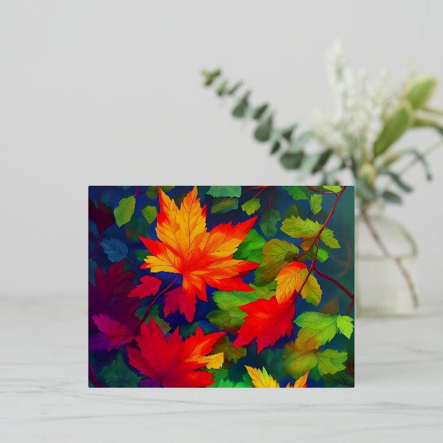 Herbstfarben Folien Feiertagspostkarte (Stehend vorne)