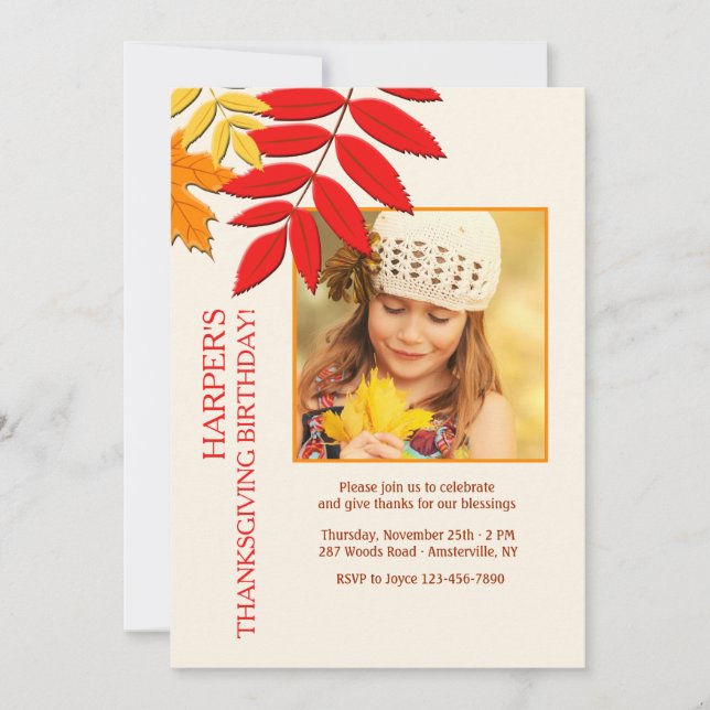 Herbstfarben Foto Erntedank Card Einladung (Vorderseite)