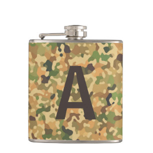 Herbstfarben für mit Monogramm Camouflage Flachmann