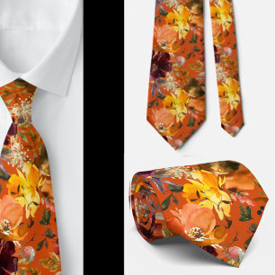 Herbstfarben Gelbe Pfirsichrosen Florale Krawatte