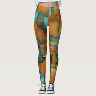 Herbstfarben, geometrische Grundierfarbe abstrakt Leggings