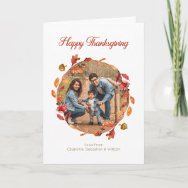 Herbstfarben glücklich Erntedankfest Leaf Wreath F Karte