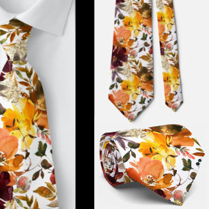 Herbstfarben Goldpfirsichrosen Florale Krawatte
